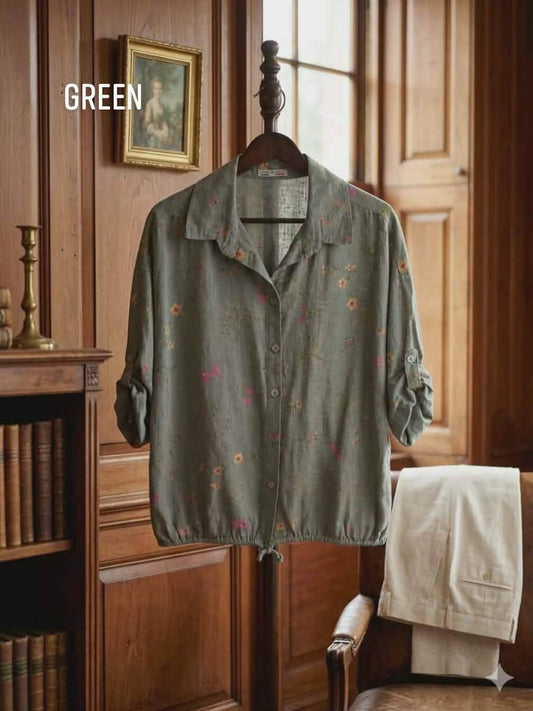 Floral printed cotton top - Green