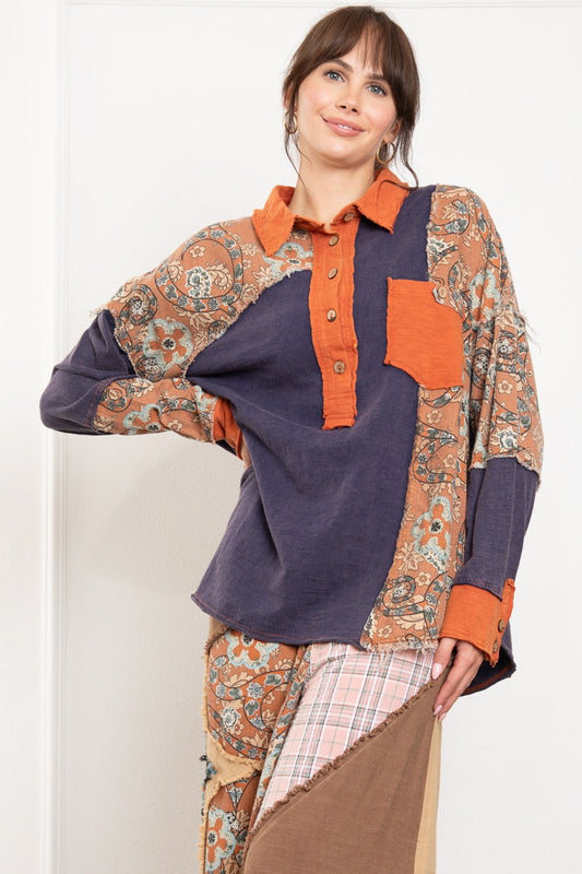 Paisley Pring Orange and Purple Longsleeve