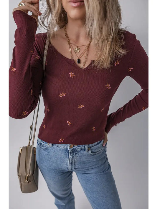Burgundy Floral Longsleeve