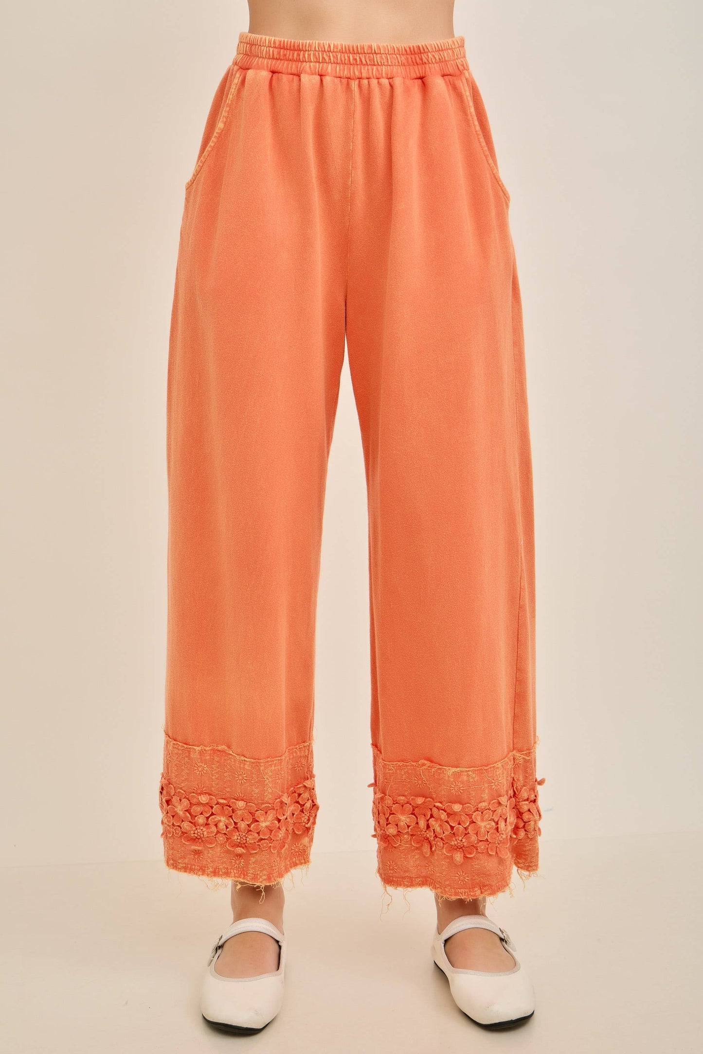 Orange Flower Trim Pants
