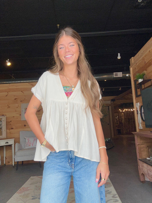 Cream Cotton Blouse