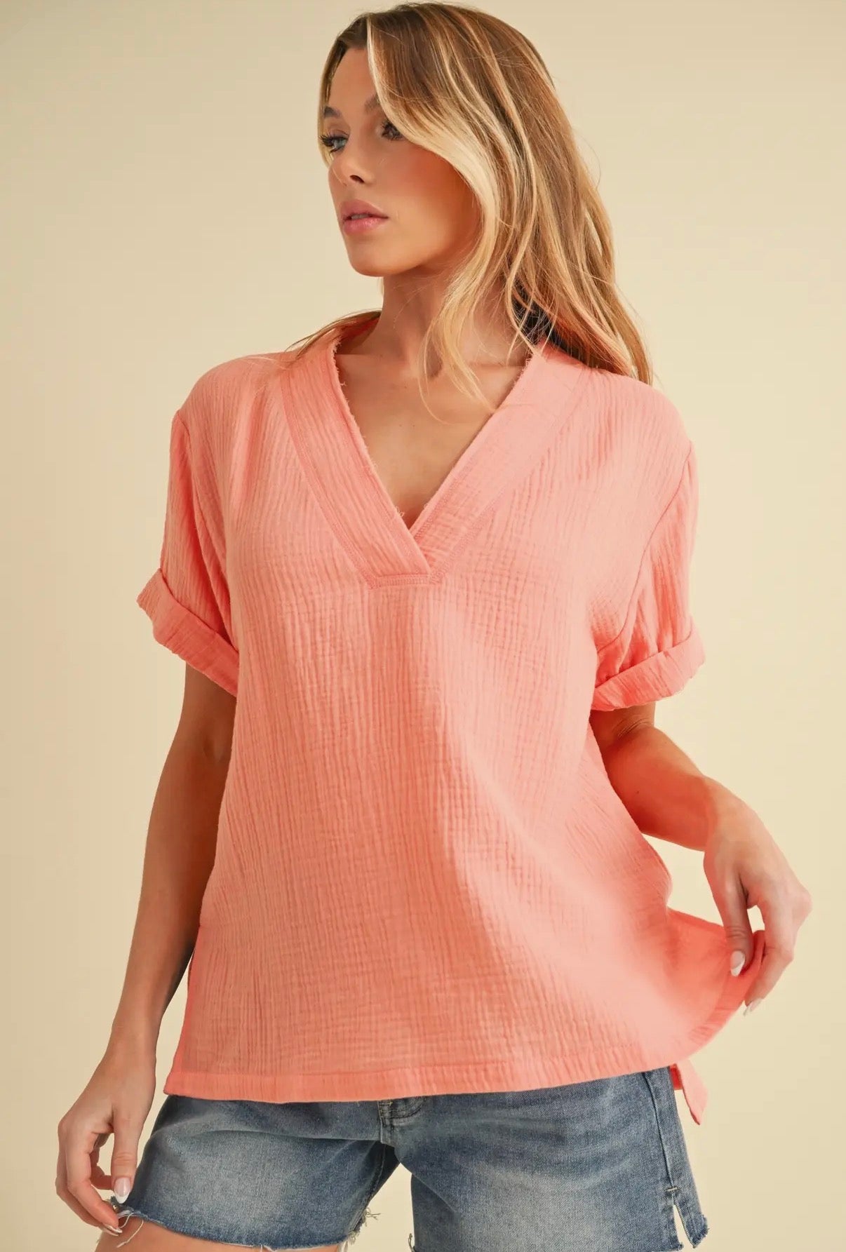 Gwen’s Cotton Blouse - Coral
