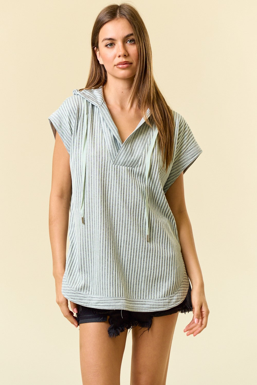 Pale Sage Short Sleeve Hoodie