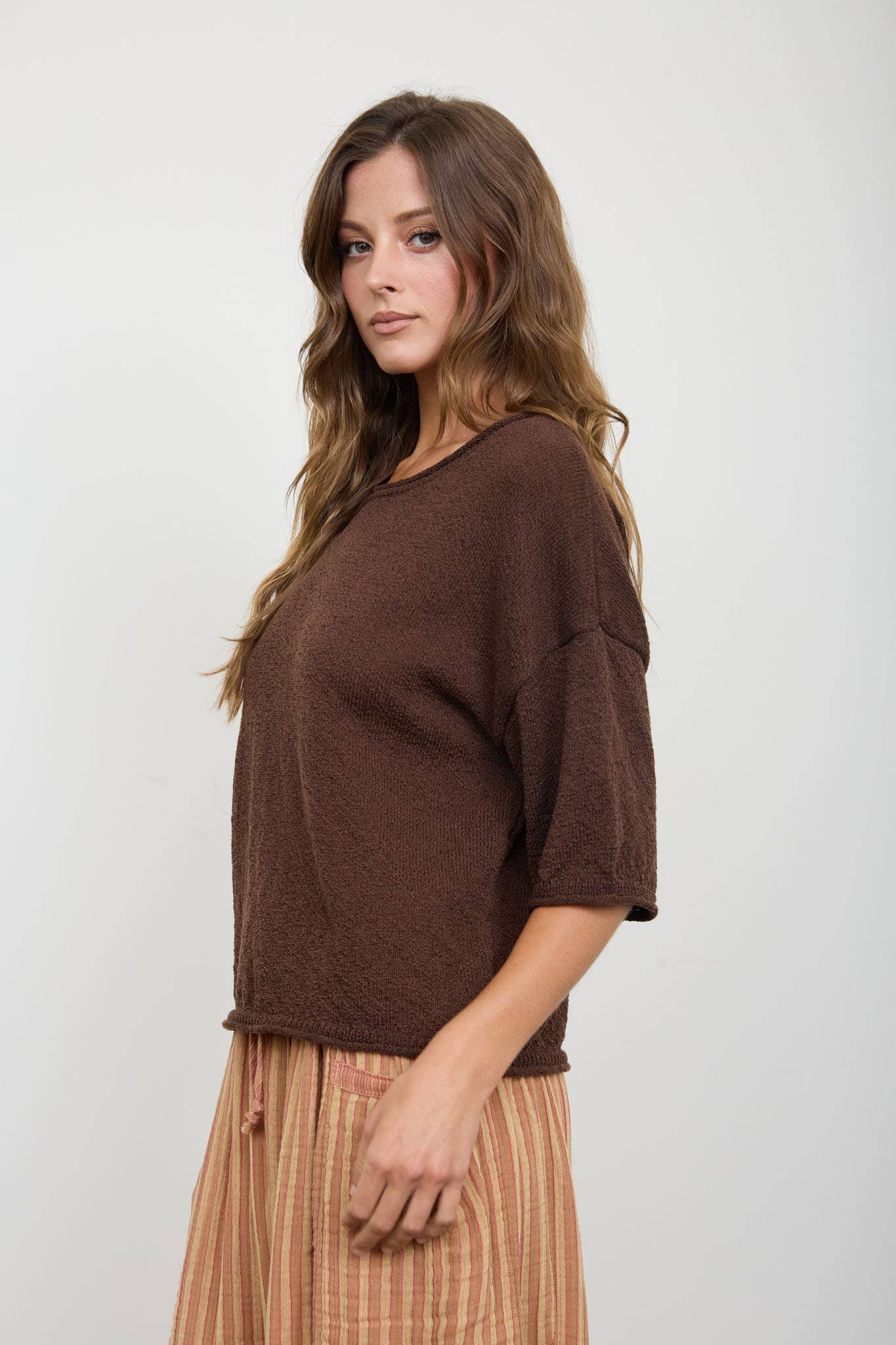 Casual Raw Edge Top - Burgundy
