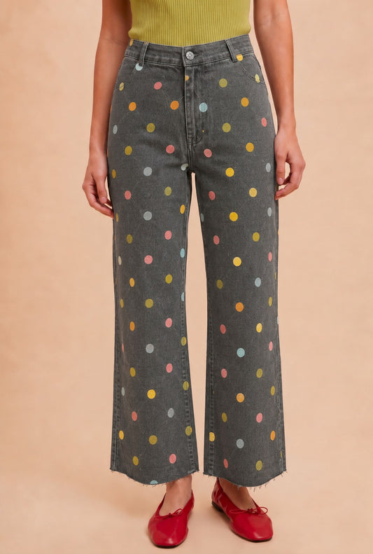Charcoal Polka Dot Pant