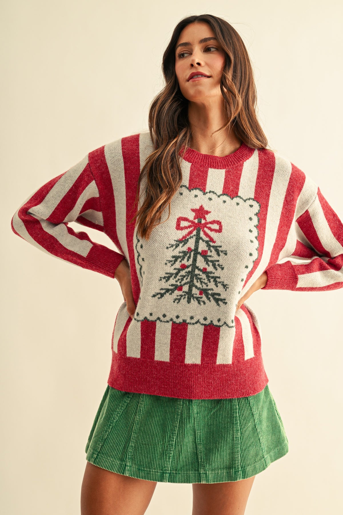 Stripe Christmas Tree Sweater