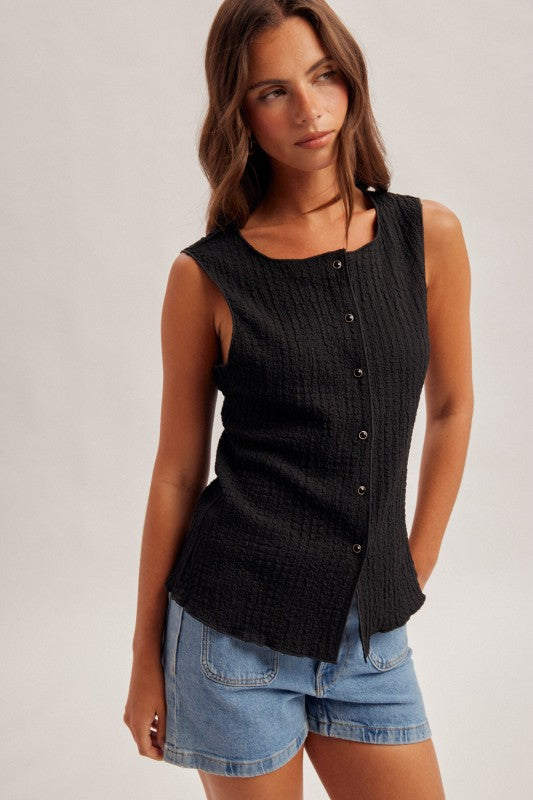Everyday Button Vest - Black