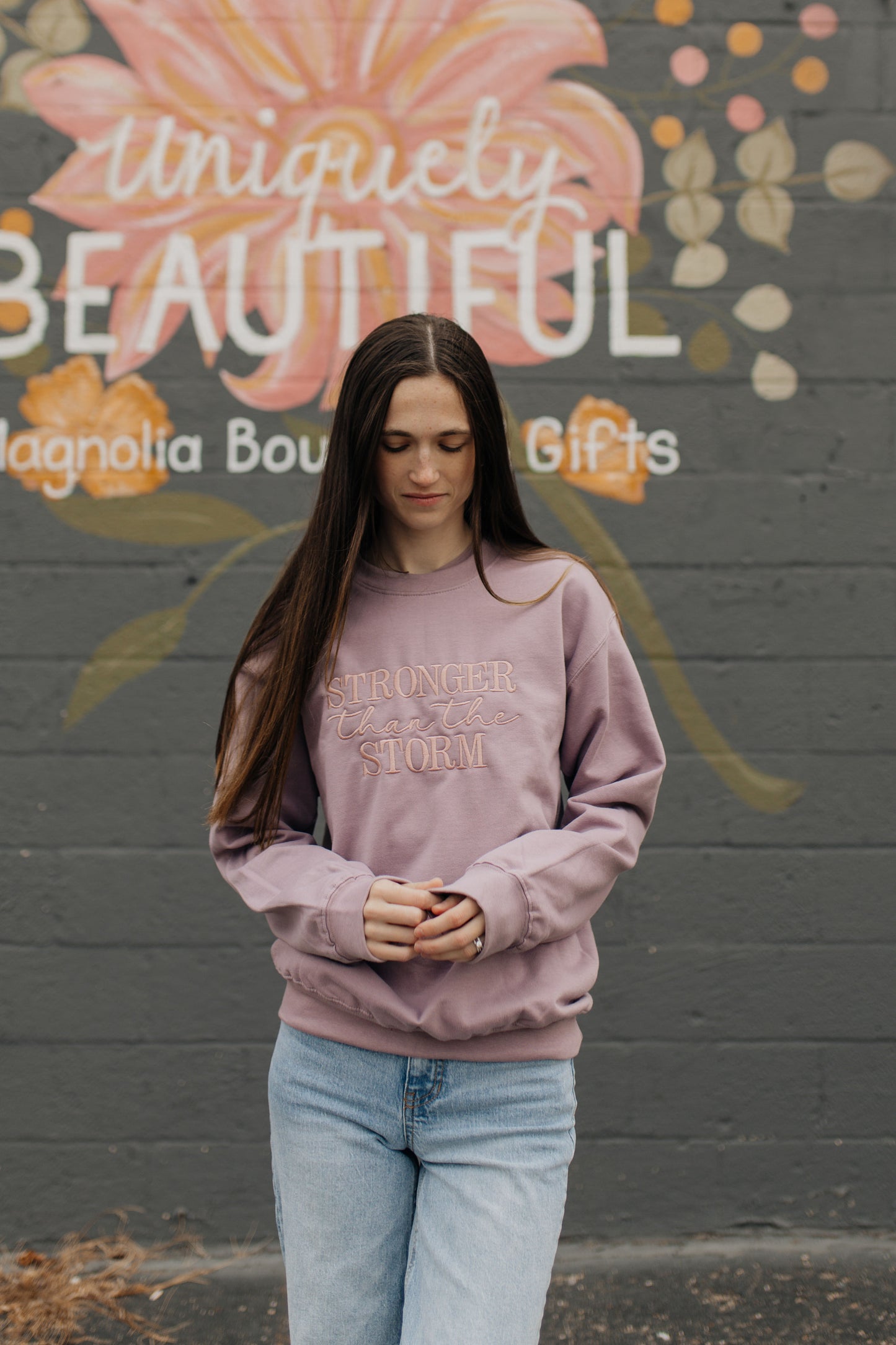 Stronger Than The Storm - Purple Crewneck