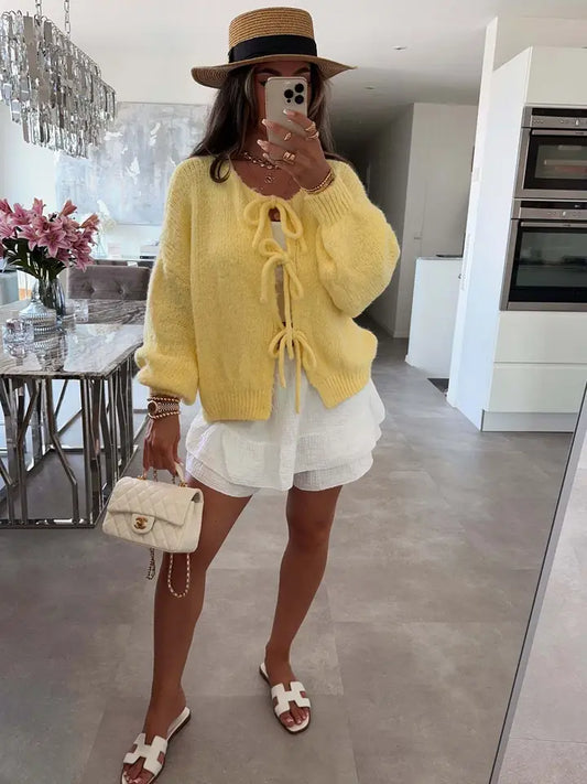 Lindsay's Tie Cardigan - Yellow