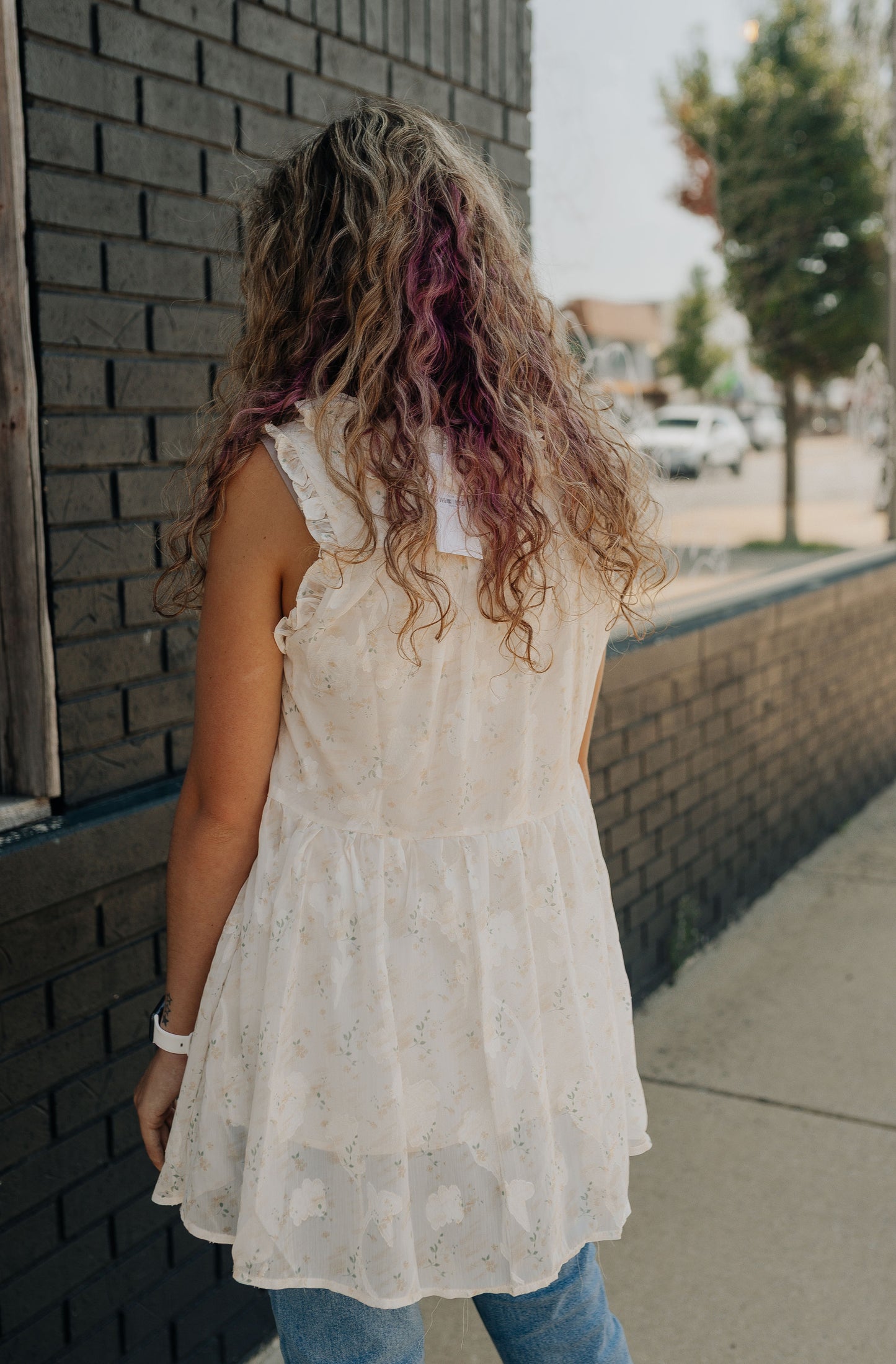 Floral Ruffled Tunic Tank