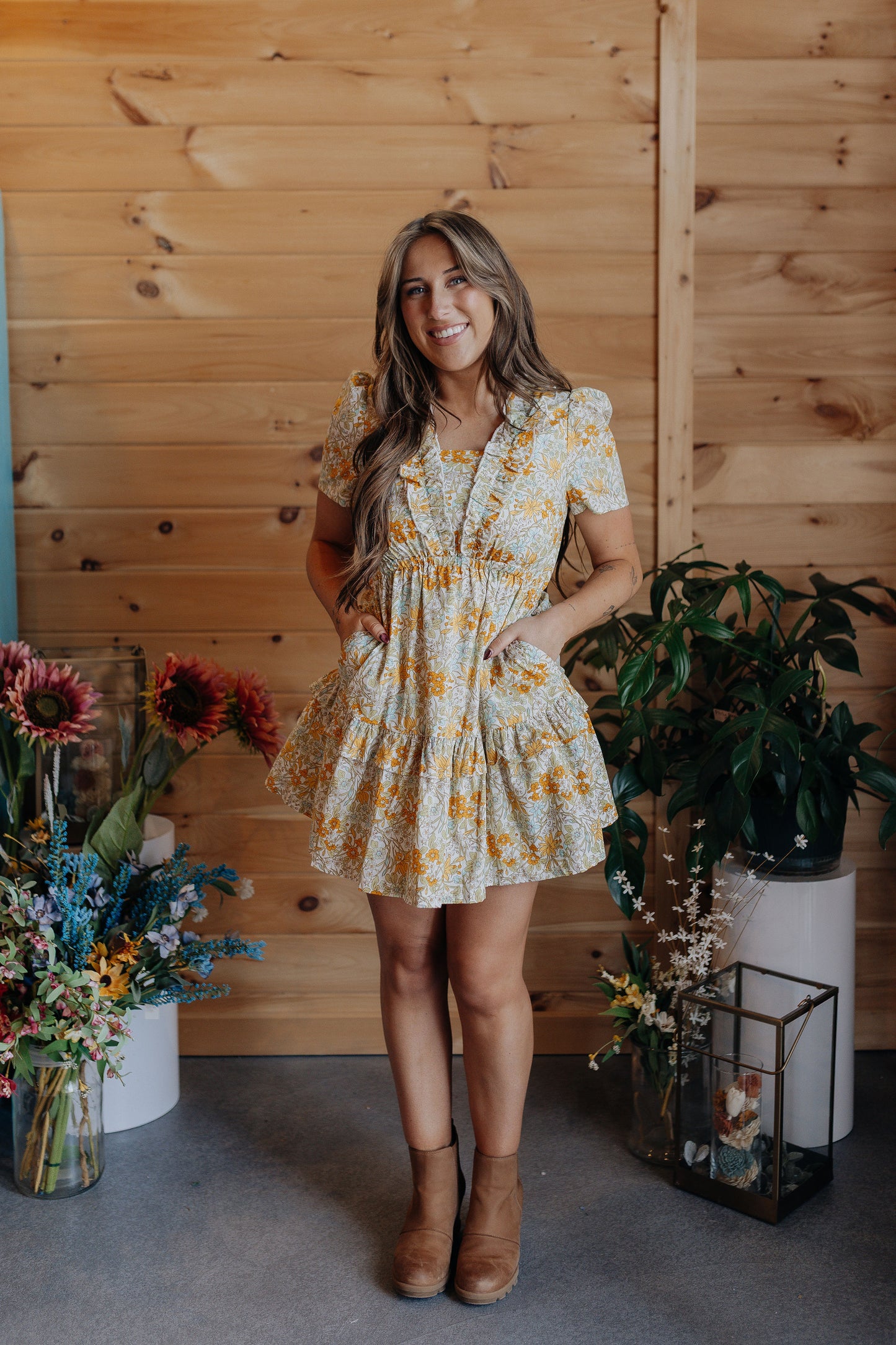 Soft Yellow Floral Dress