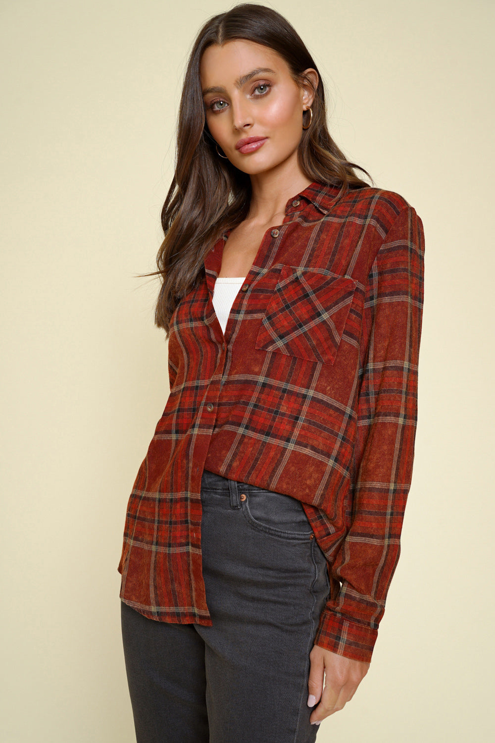 Washed Red Plaid Flannel
