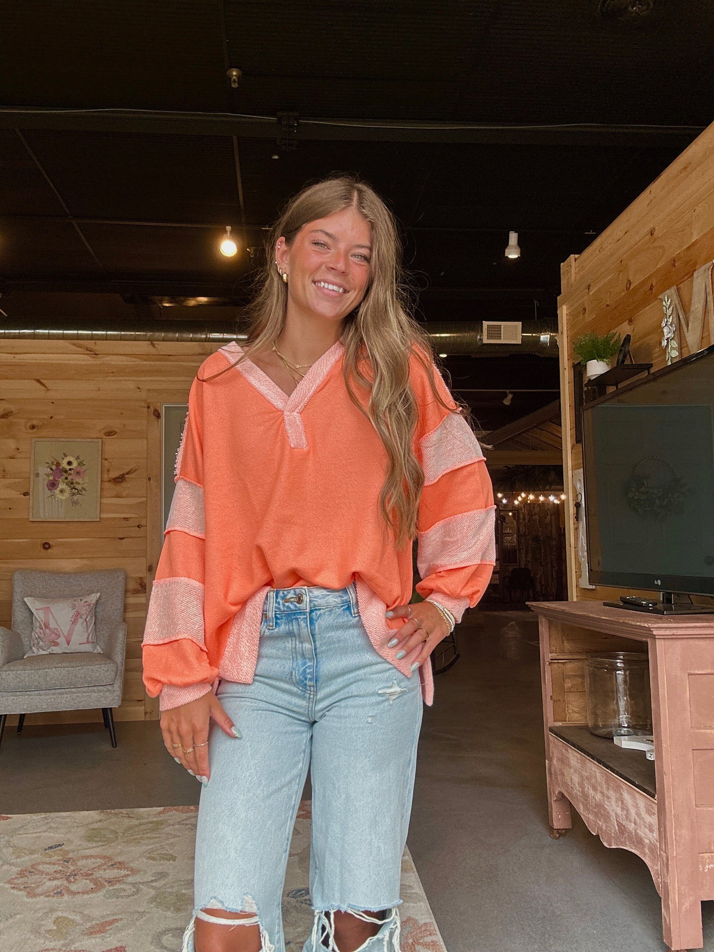 Sherbert Orange and Pink Crewneck