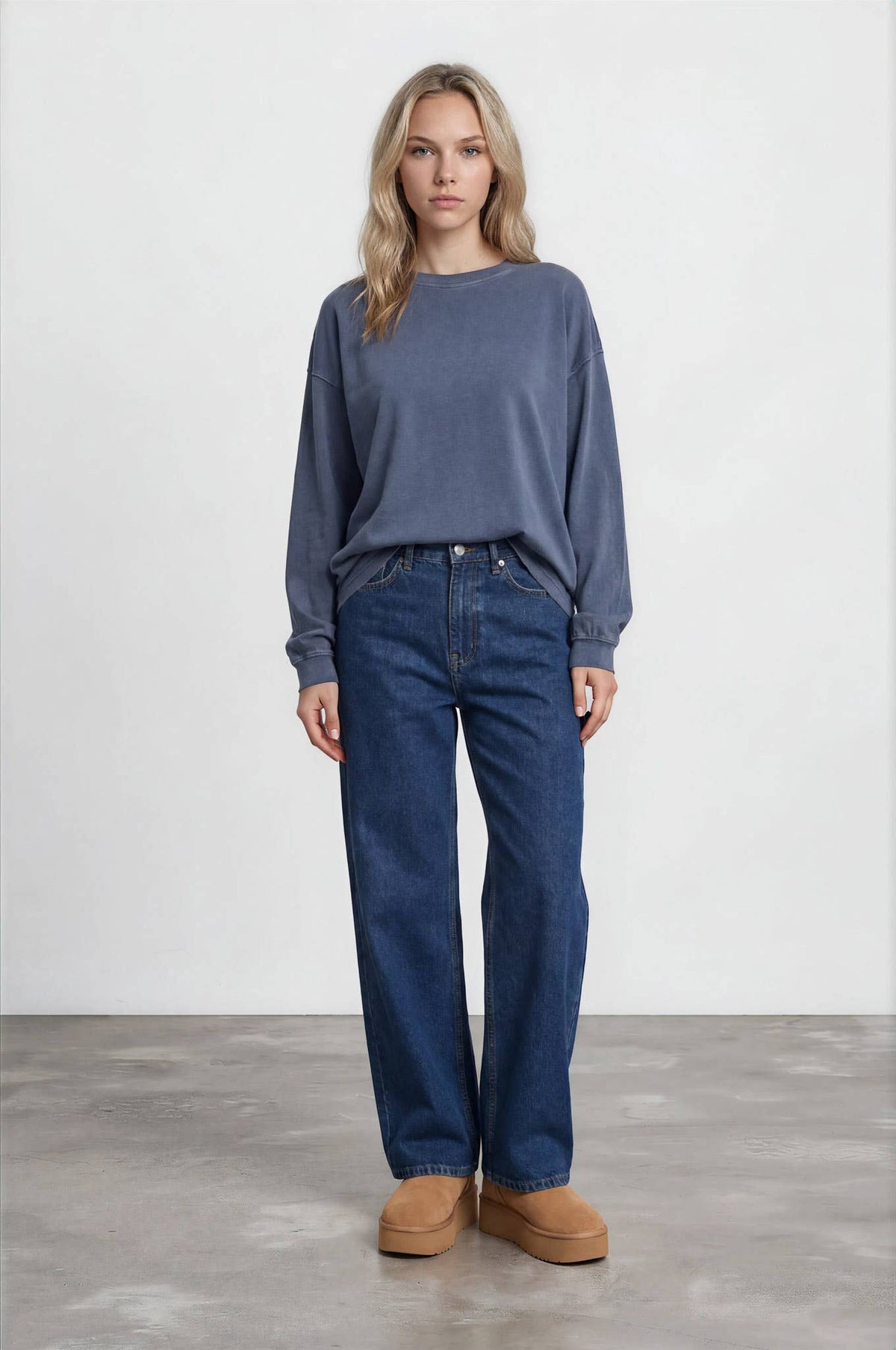 Soft Marbled Top - Navy