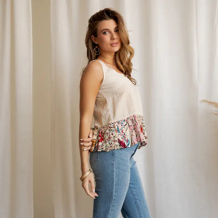 Boho Floral Cream Tank