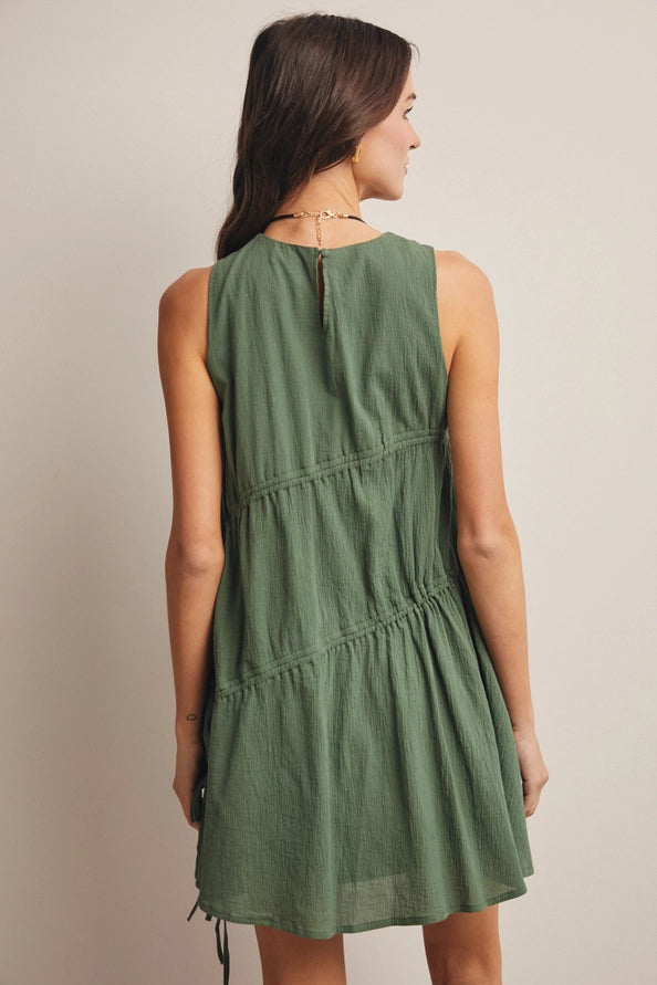 Eucalyptus Green Tie Mini Dress