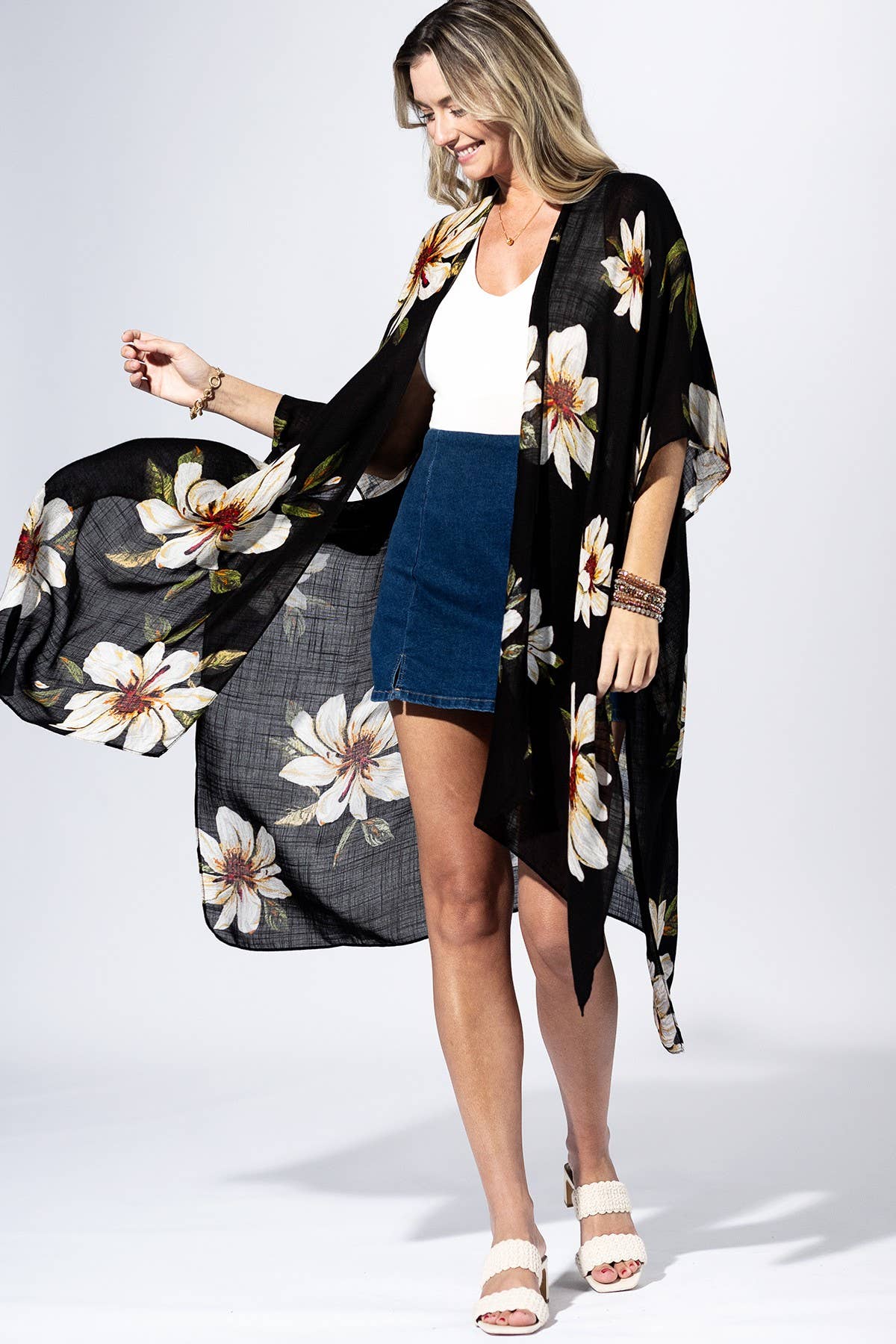 Black Flower Kimono