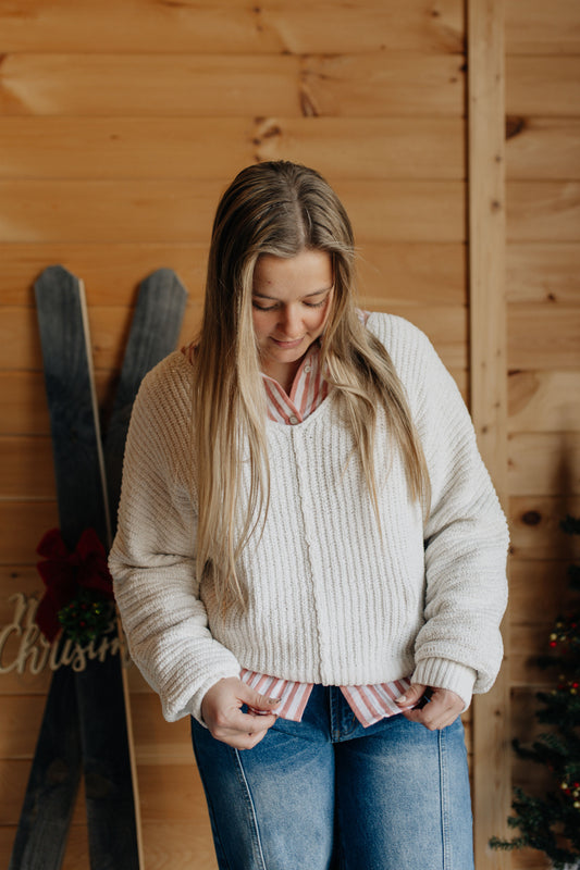 White Sweater with Silver Fleck