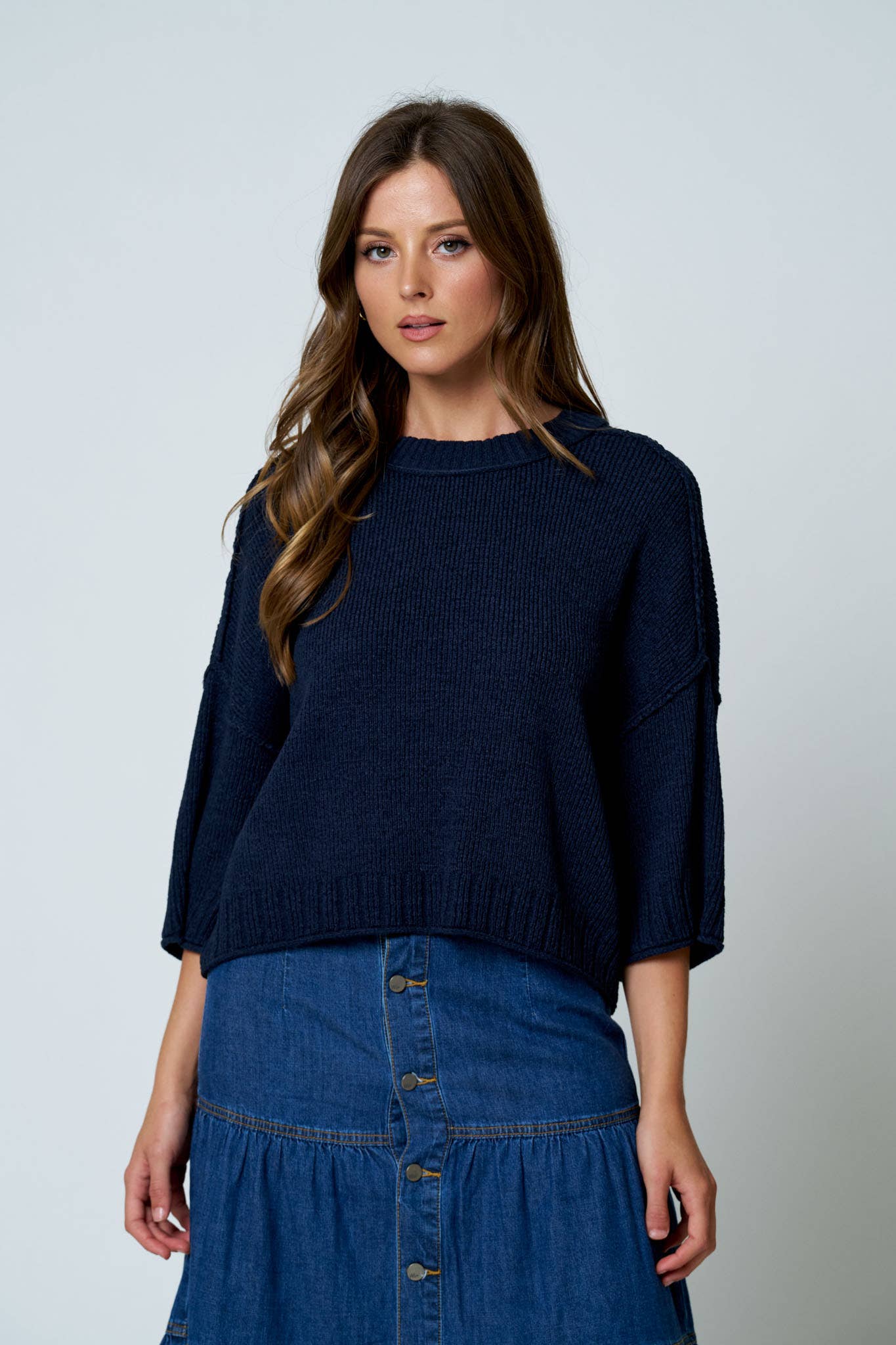 Raw Edge Everyday Knit - Navy