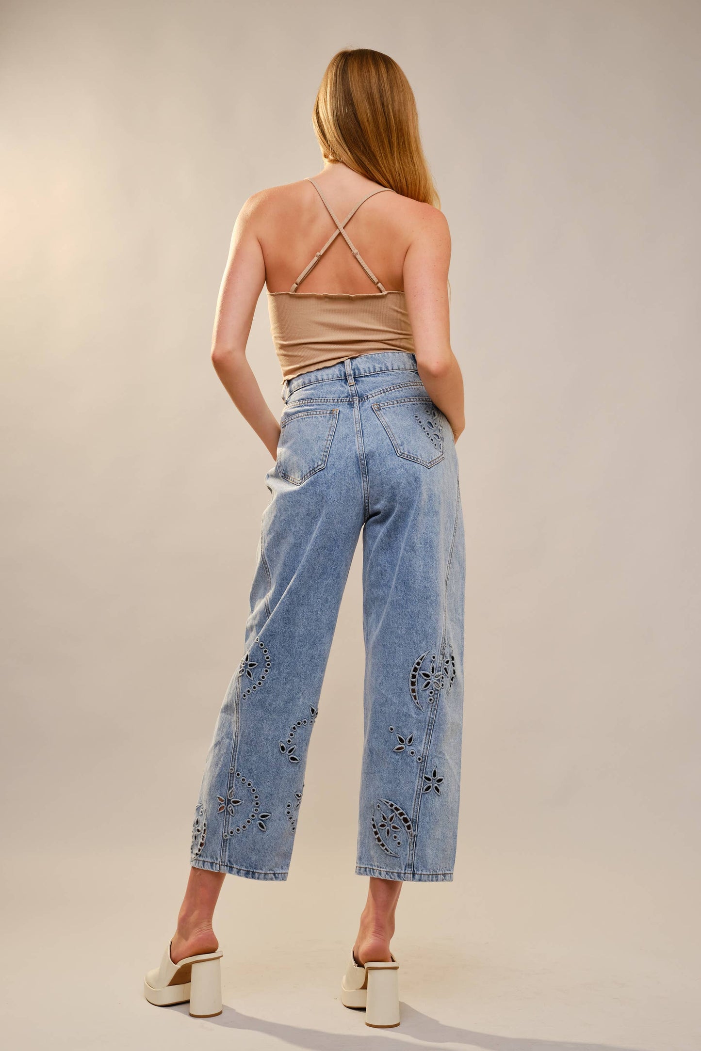 Denim Barrel Pants with Details