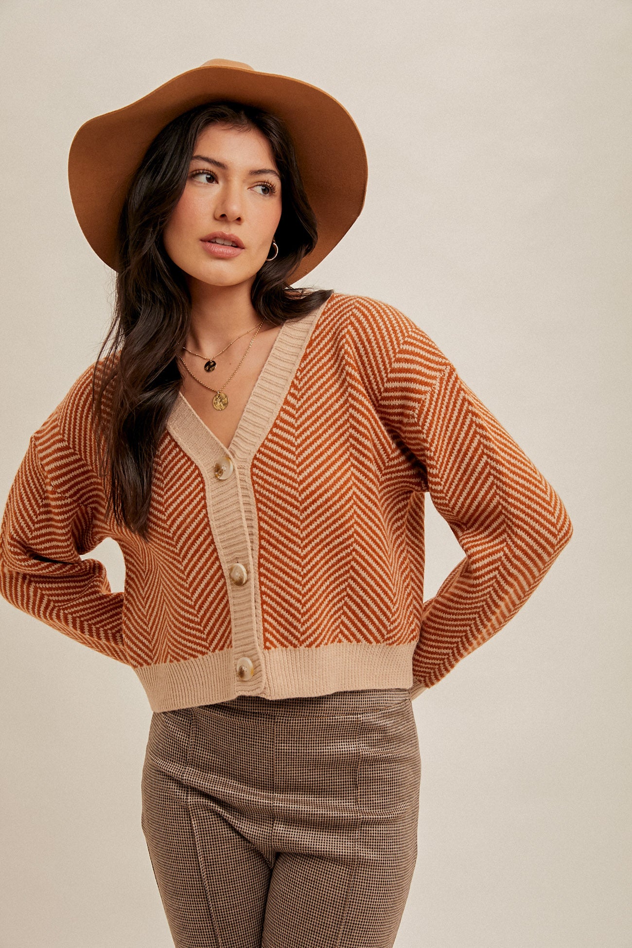 Pumpkin Chevron Cardigan