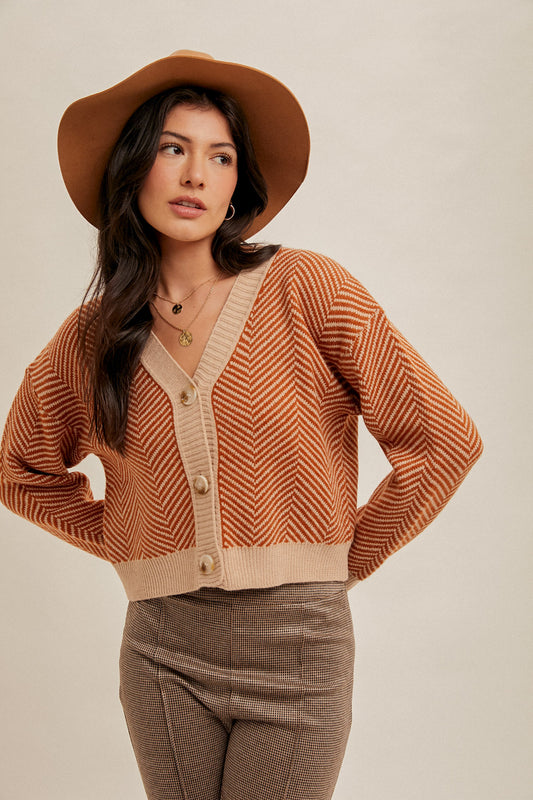 Pumpkin Chevron Cardigan