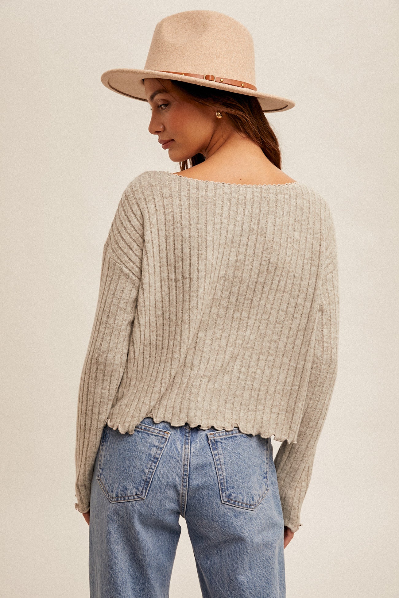 Heather Grey Ribbed Cardigan