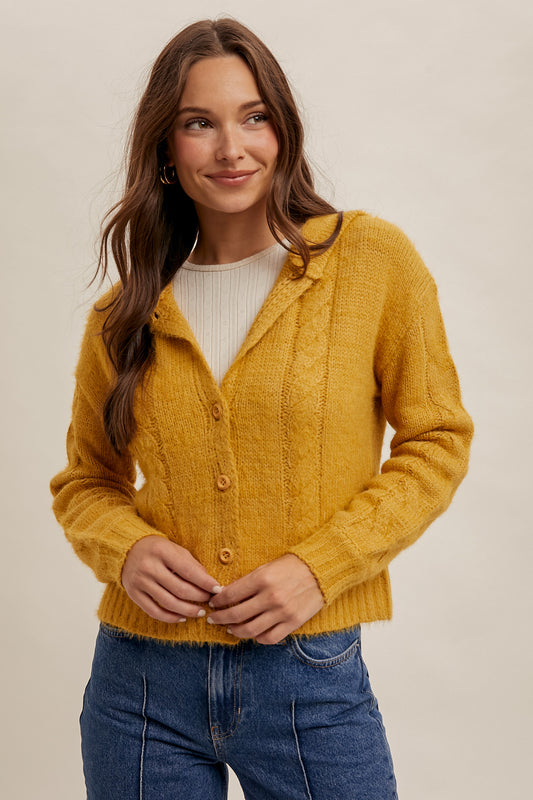 Mustard Yarn Cardigan