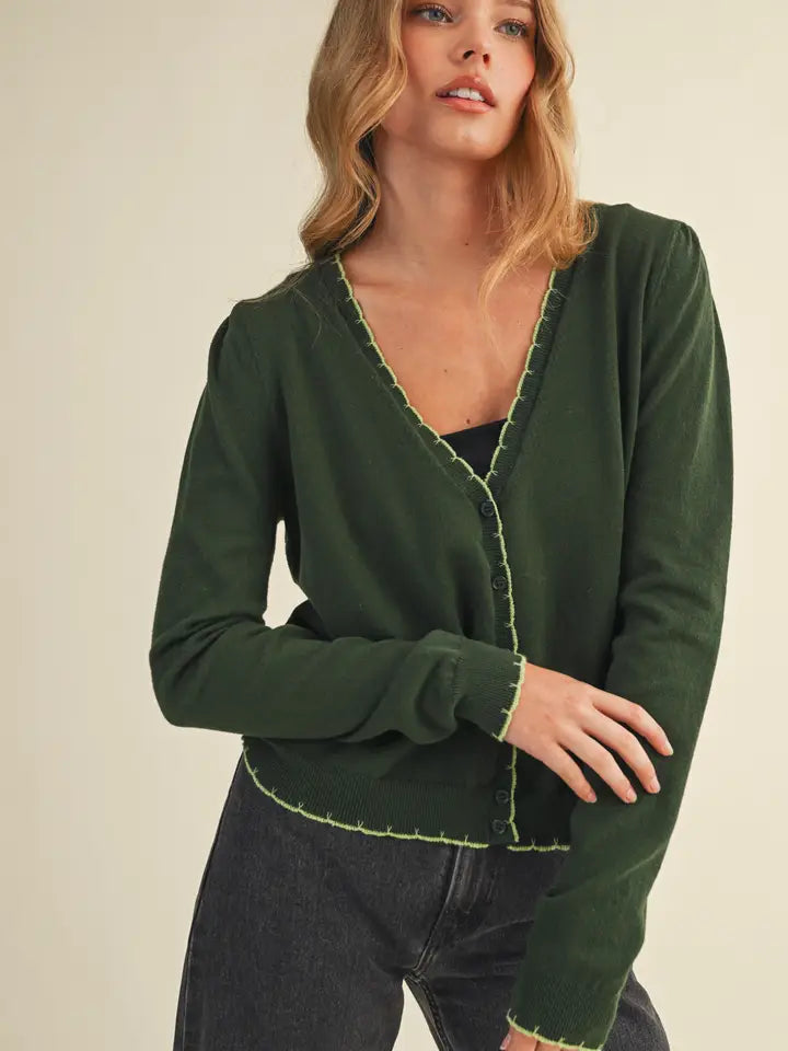 Christmas Spruce Scallop Cardigan