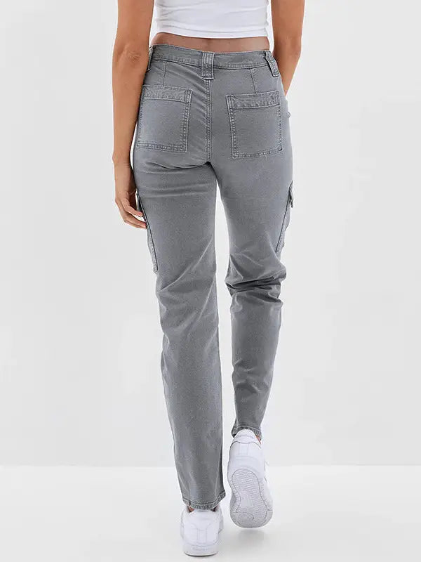 Grey Straight Leg Cargo Pant