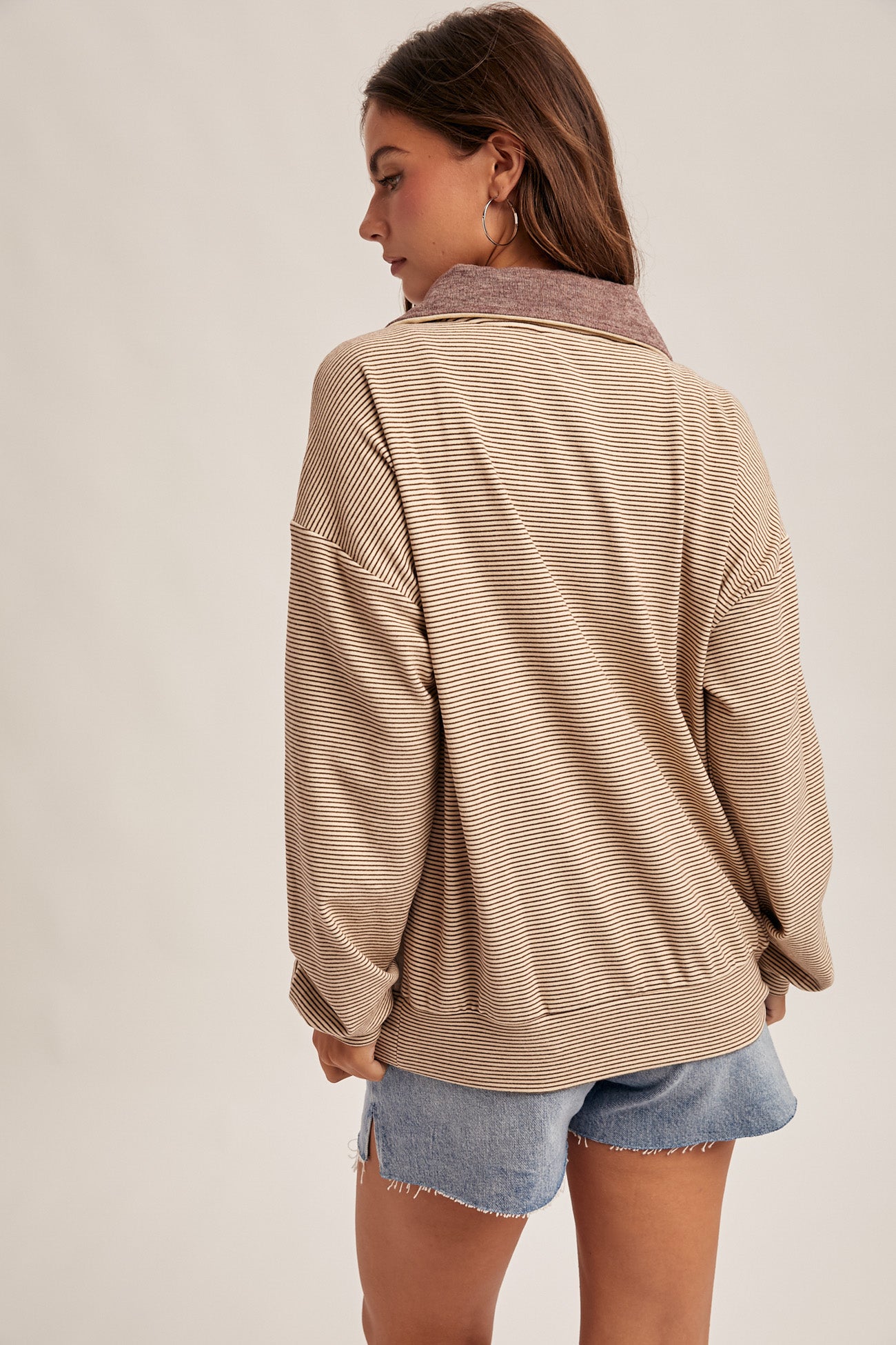 Cream & Purple Stripe Pullover