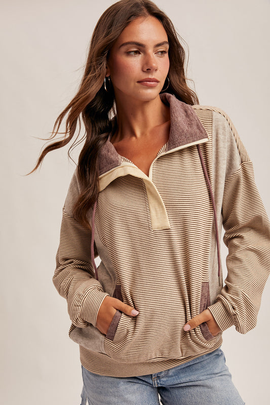 Cream & Purple Stripe Pullover