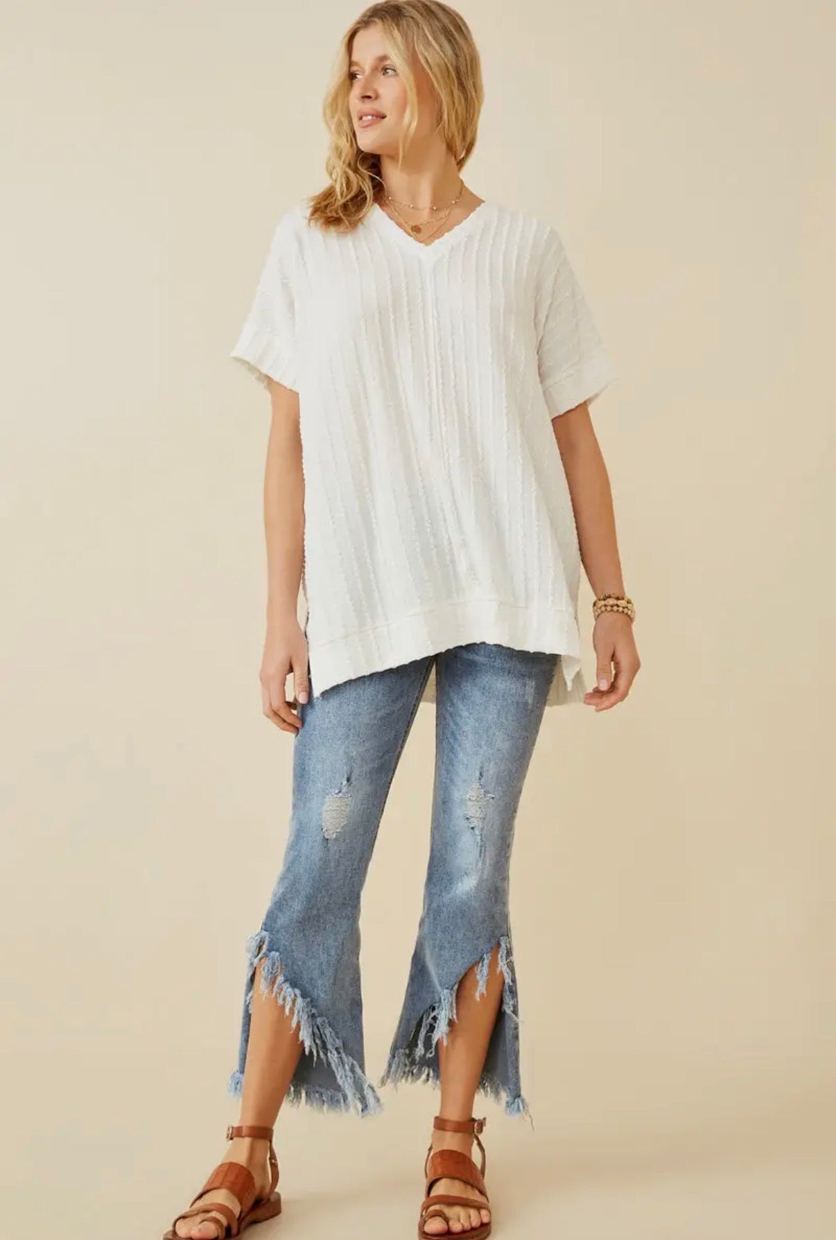 White Cable Detail Tunic