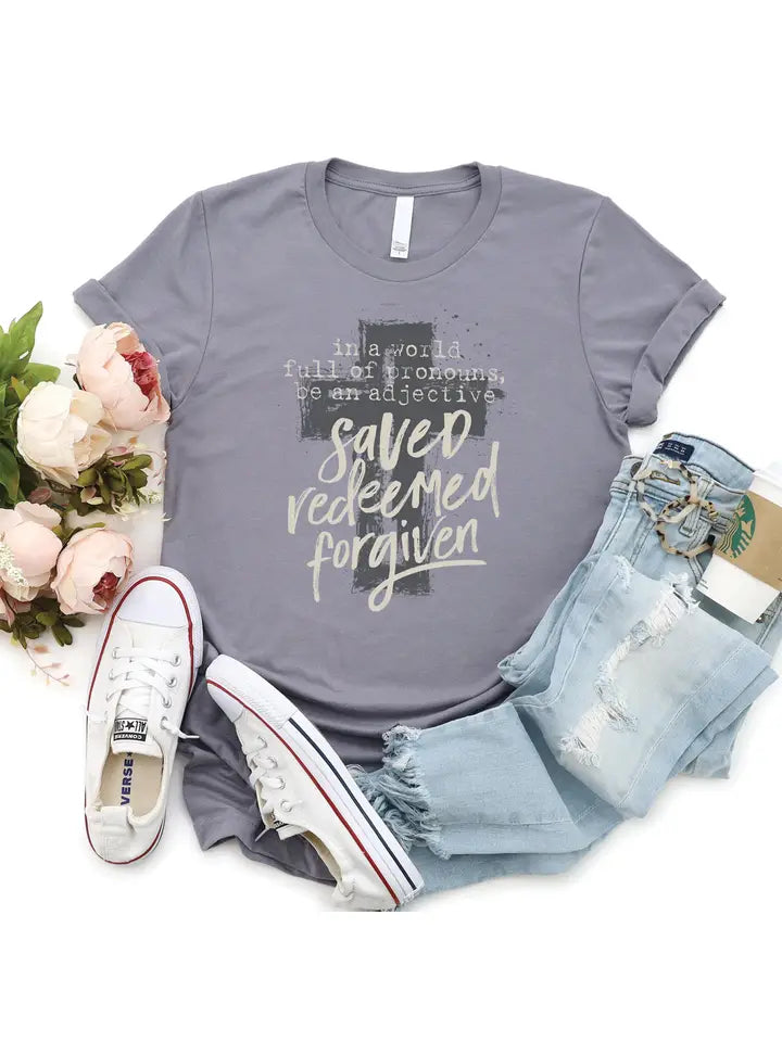 Saved Redeemed Forgiven Tee - Storm