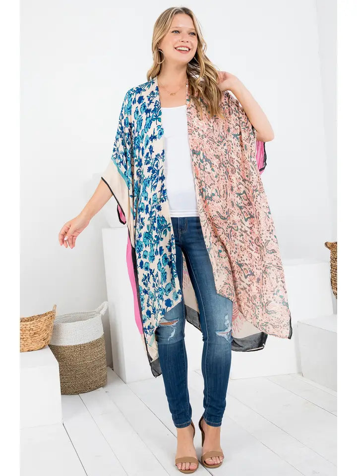 Bohemian Floral Patch Print Kimono