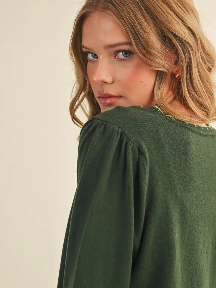 Christmas Spruce Scallop Cardigan