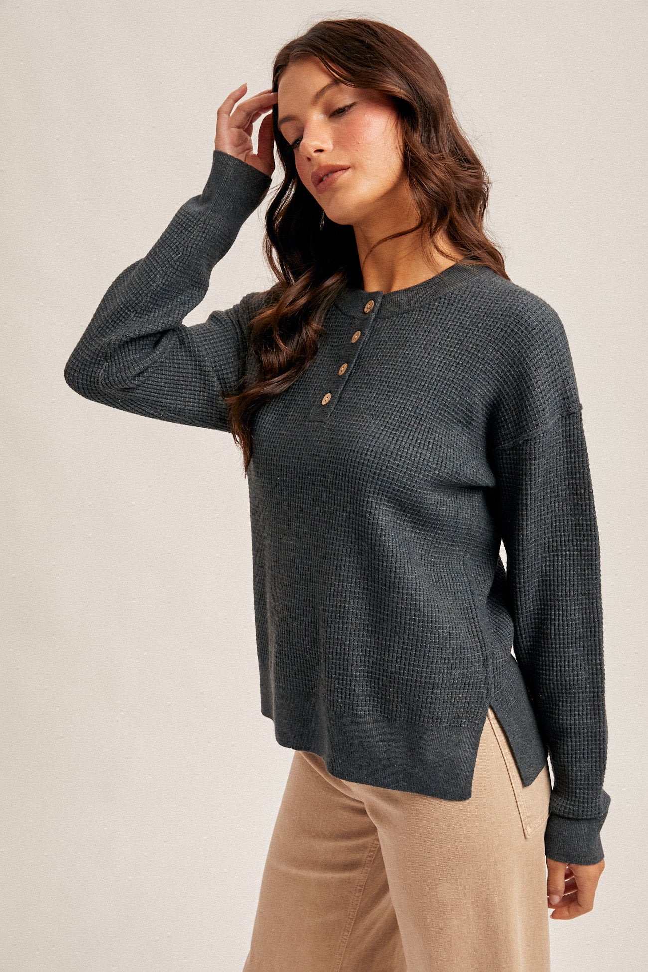 Midnight Waffle Knit Sweater