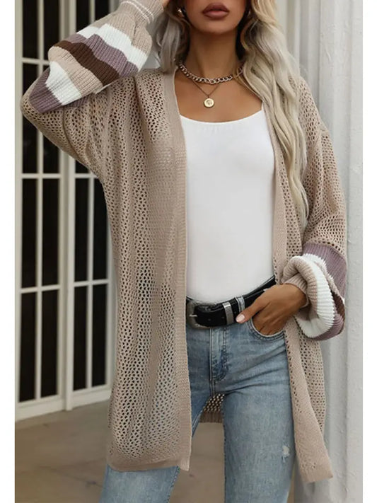 Latte Stripe Sleeve Cardigan