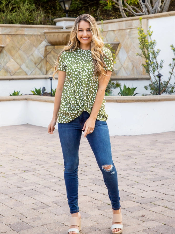 Green Twist Front Top