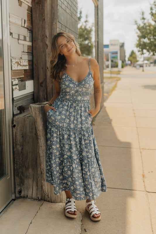 Light Blue and Floral Dress