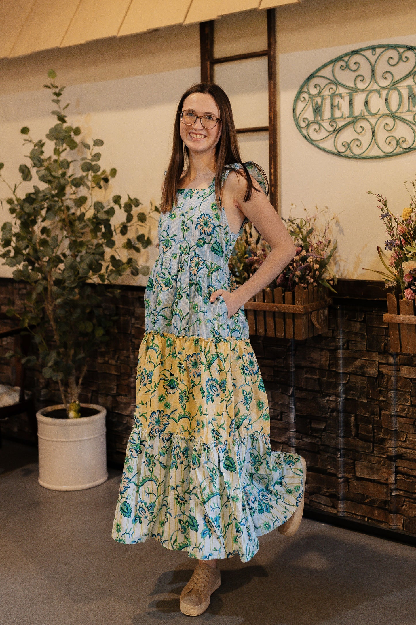 Lemon Bloom Midi Dress