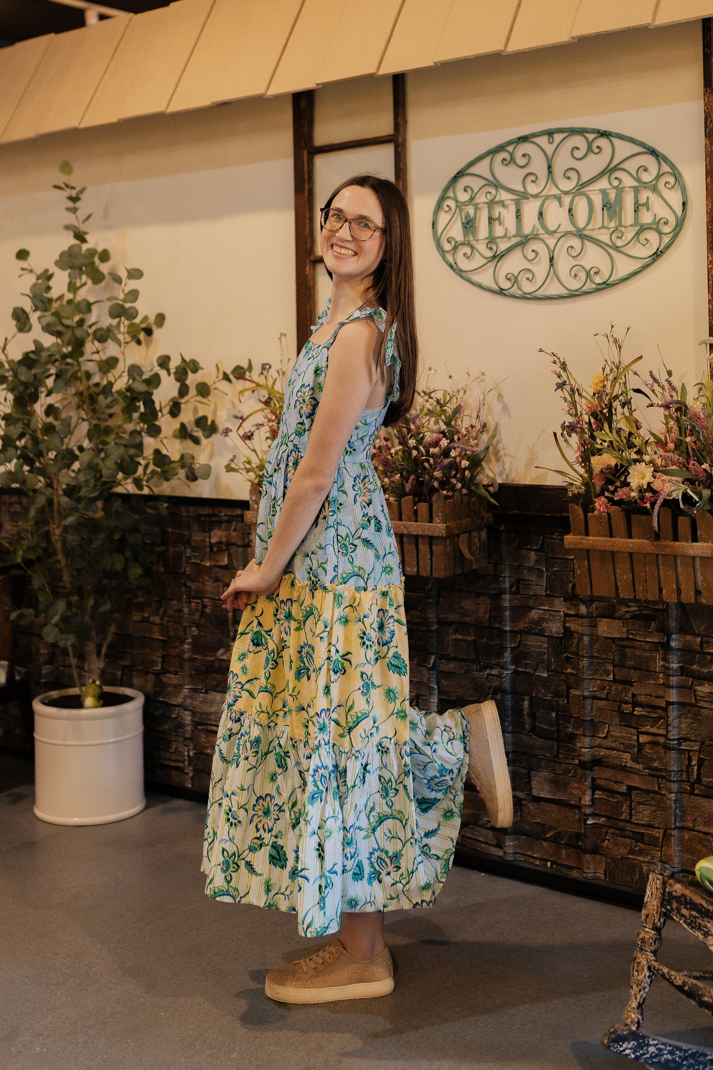 Lemon Bloom Midi Dress