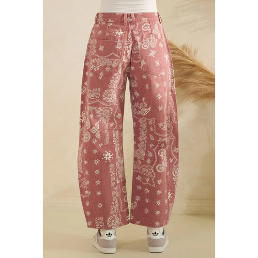 Mauve Paisley Print Denim