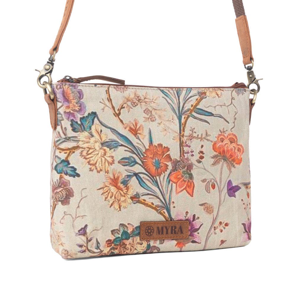Wildflower Trail Cotton & Leather Crossbody Bag in Sunlit Bloom