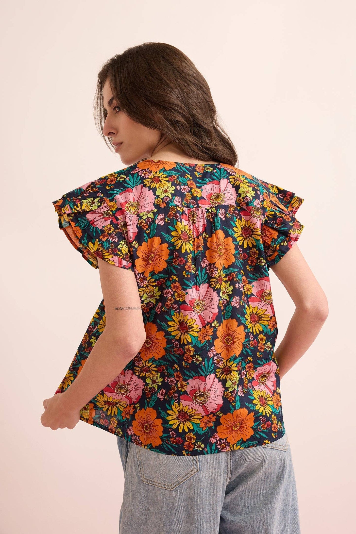 Zinnia Floral Top In Multicolor