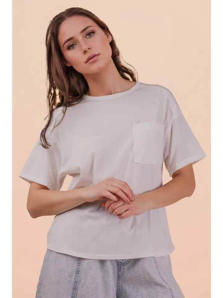 Classic Cute Pocket Tee - White
