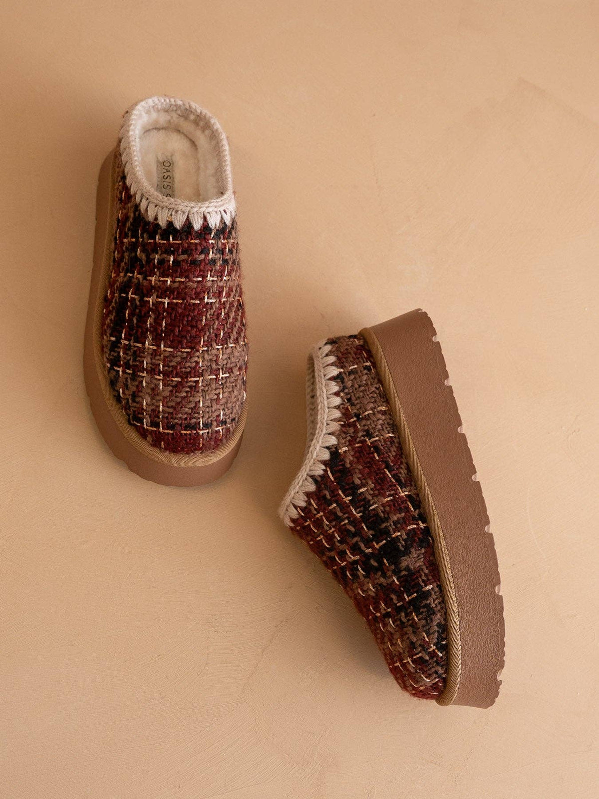 Mocha Tweed Platform Cozy Mule Slipper