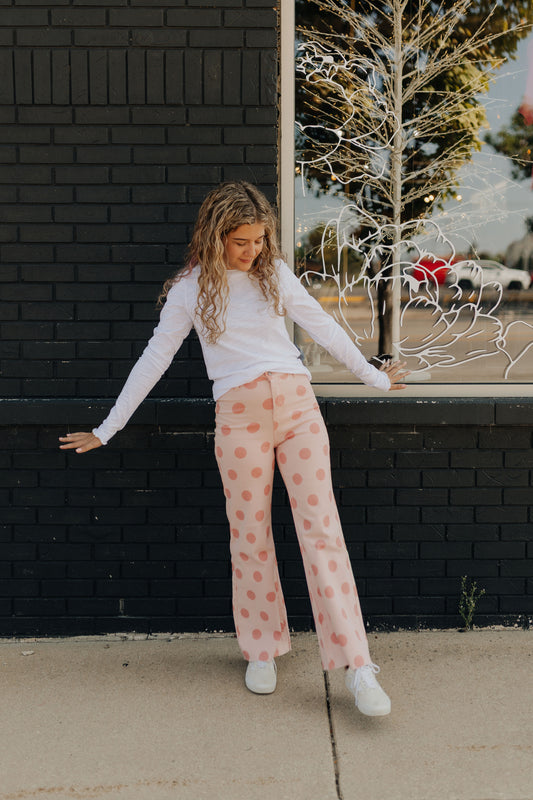 Big Polka Dot Stretchy Blush Denim
