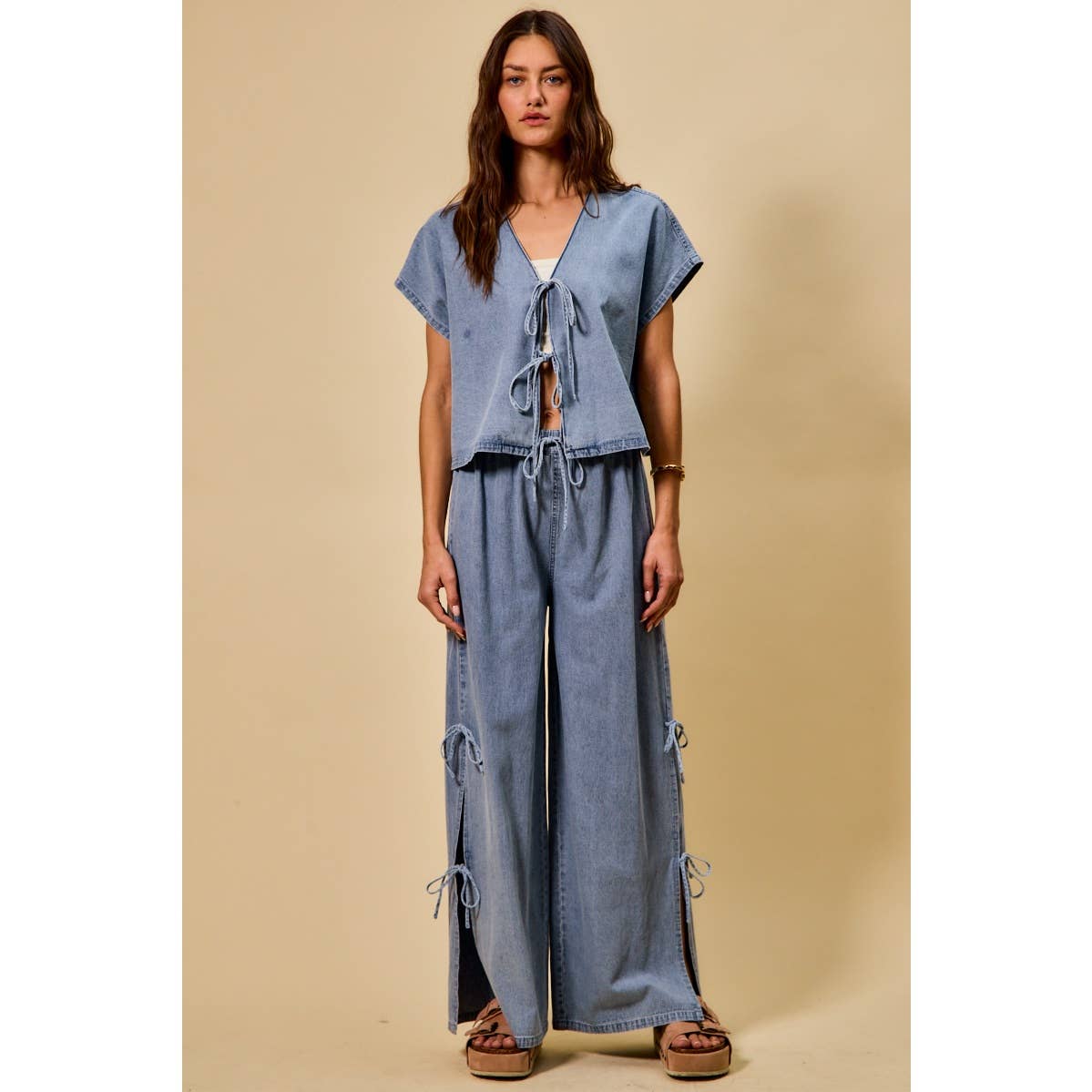 Sweet Tie Denim Top