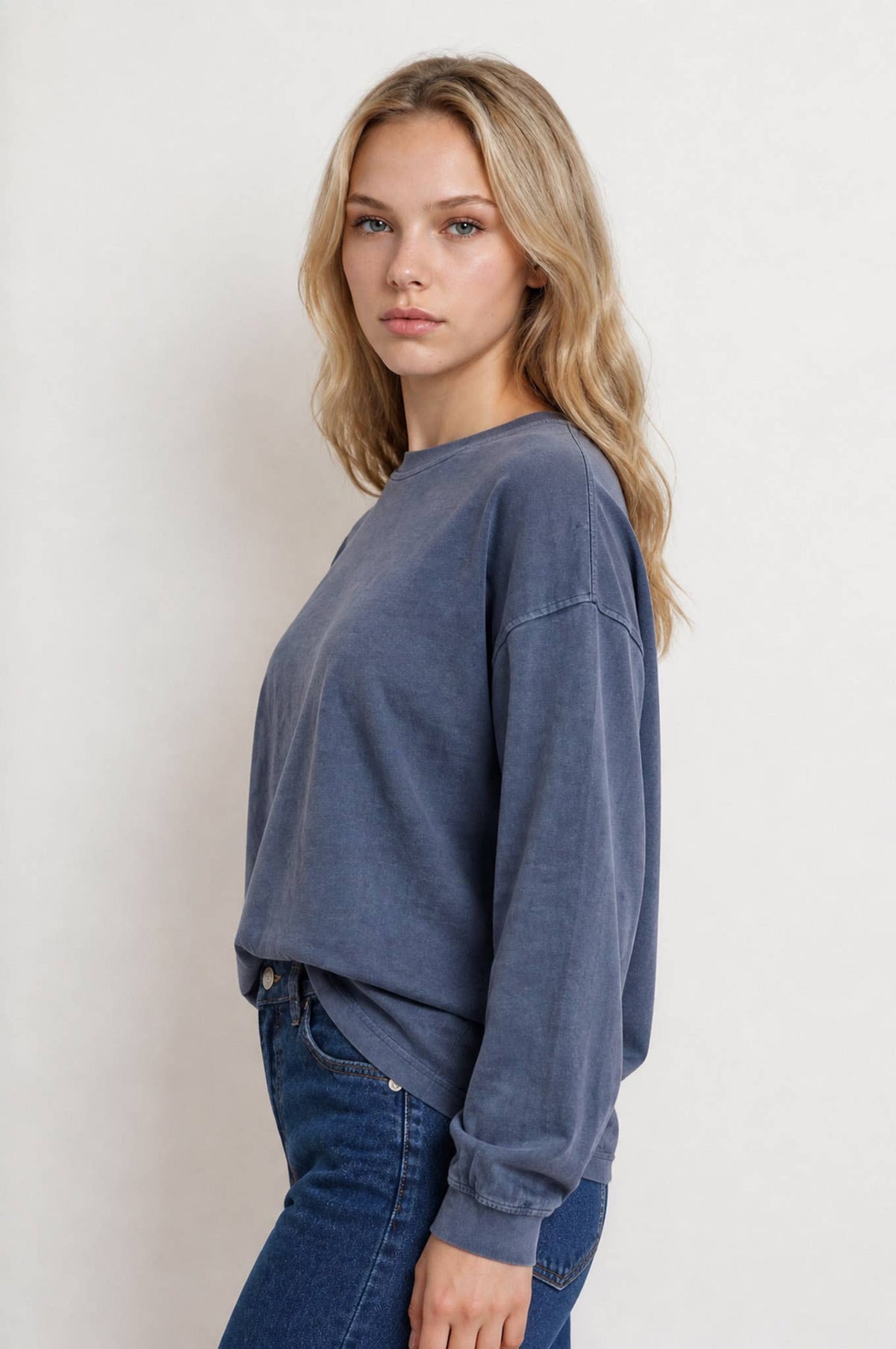 Soft Marbled Top - Navy